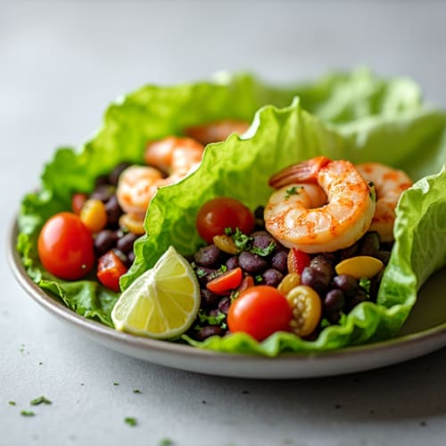 Shrimp and Black Bean Lettuce Wraps