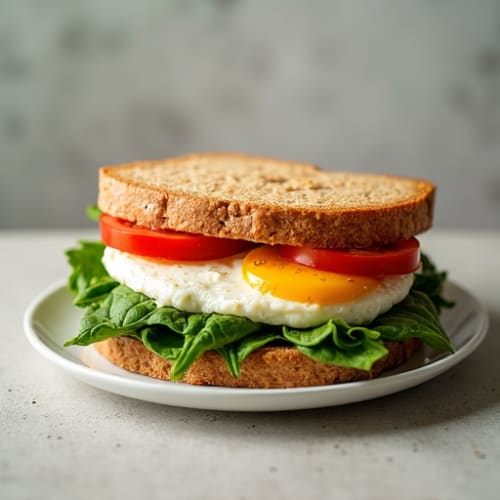 Egg White and Spinach Breakfast Sandwich on Whole Wheat Bread
