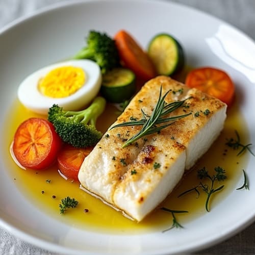 Herb-Roasted Fish with Plantain and Steamed Vegetables