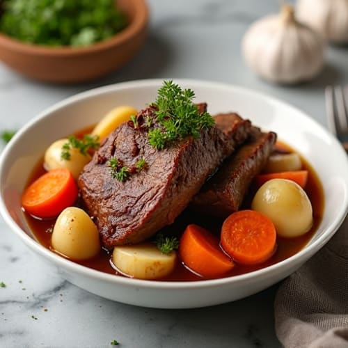 Tender Slow-Cooked Beef Pot Roast with Root Vegetables