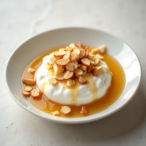 Greek Yogurt with Sliced Almonds and Honey