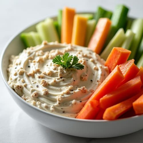 Tuna and Greek Yogurt Protein Dip with Veggie Sticks