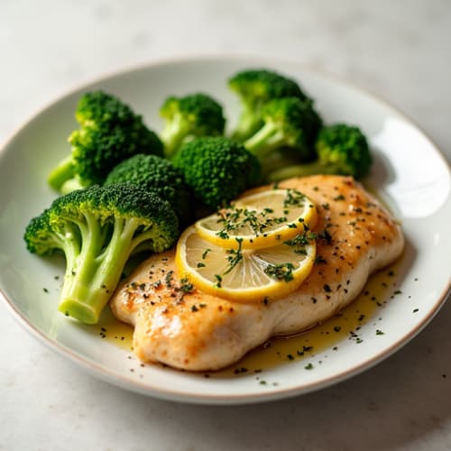 Herb-Roasted Lemon Chicken with Steamed Broccoli