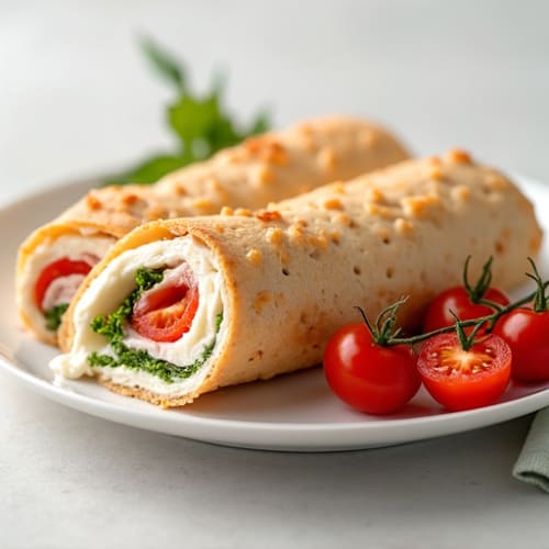 Cottage Cheese and Sliced Turkey Roll-Ups with Cherry Tomatoes