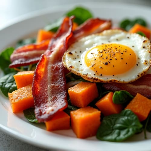 Crispy Turkey Bacon & Sweet Potato Hash
