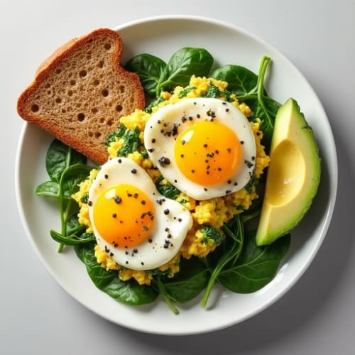 Egg White and Spinach Scramble with Cottage Cheese