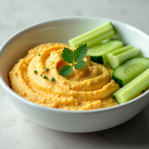 Edamame Hummus with Fresh Vegetable Sticks