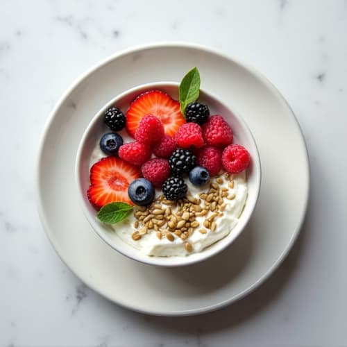 Cottage Cheese Bowl with Fresh Berries and Pumpkin Seeds