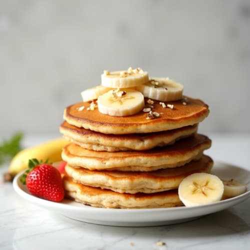 Oat Banana Protein Pancakes with Almond Milk