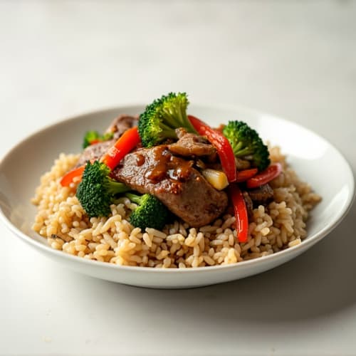 Beef and Vegetable Stir-Fry with Brown Rice