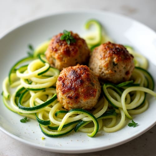 Herb-Roasted Turkey Meatballs with Zucchini Noodles