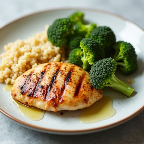 Grilled Chicken Breast with Quinoa and Steamed Broccoli