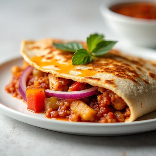 Smoky BBQ Chicken and Veggie Loaded Quesadilla