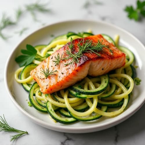 Herb-Roasted Salmon with Zucchini Noodles