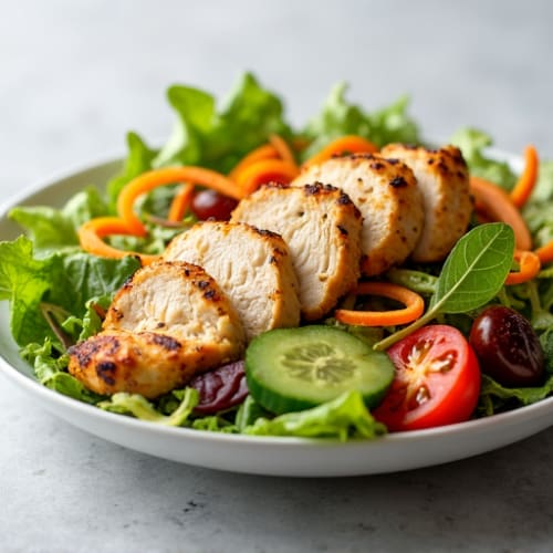 Grilled Chicken Salad with Crisp Vegetables and Lemon Vinaigrette