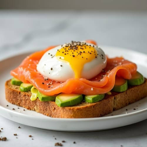 Smoked Salmon Avocado Toast with Poached Egg