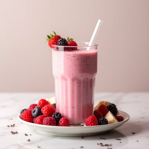 Vanilla Protein Shake with Mixed Berries