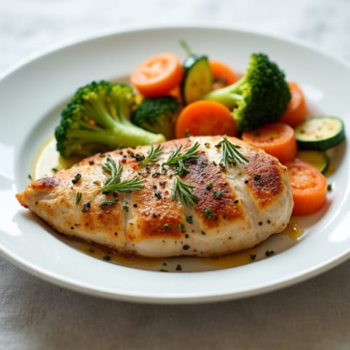 Herb-Roasted Chicken Breast with Steamed Vegetables