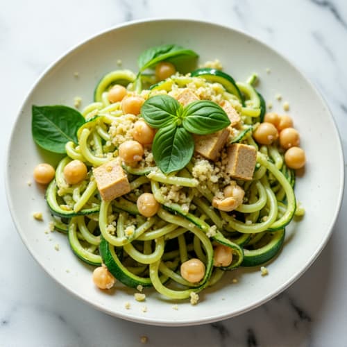 Creamy Cashew Pesto Zucchini Noodles
