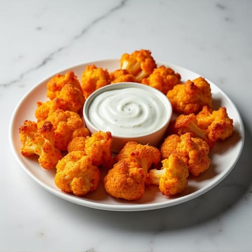 Crispy Buffalo Cauliflower Bites with Herb Ranch