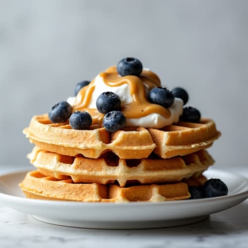 Protein-Packed Peanut Butter Waffle Stack