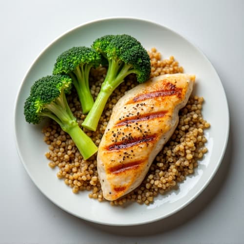 Seared Chicken Breast with Steamed Broccoli and Quinoa
