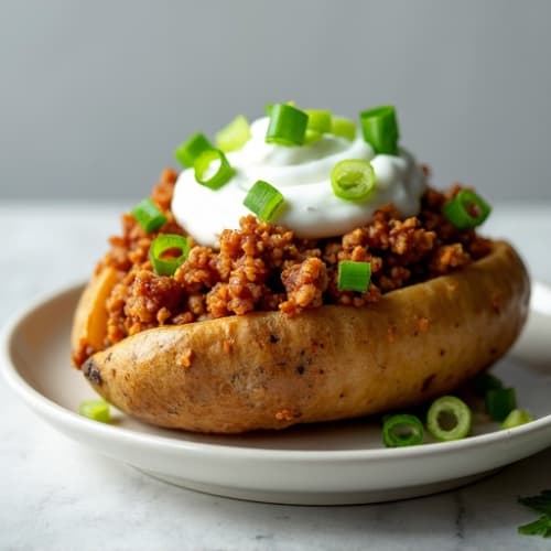 Loaded Baked Potato with Lean Ground Turkey and Creamy Greek Yogurt
