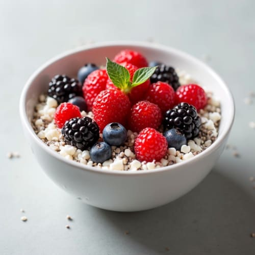 Cottage Cheese Power Bowl with Berries and Chia Seeds