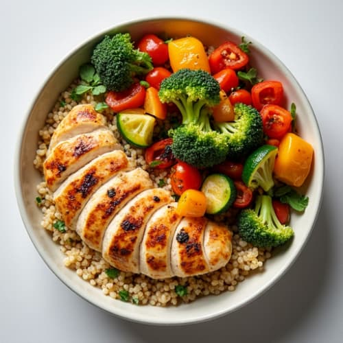 Grilled Chicken and Quinoa Bowl with Roasted Vegetables