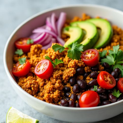Spicy Ground Turkey Taco Bowl with Fresh Avocado