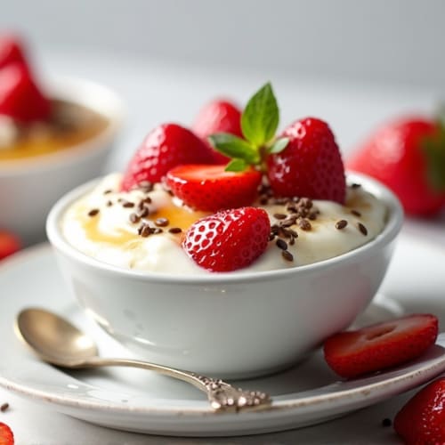 Greek Yogurt with Protein Powder and Fresh Strawberries