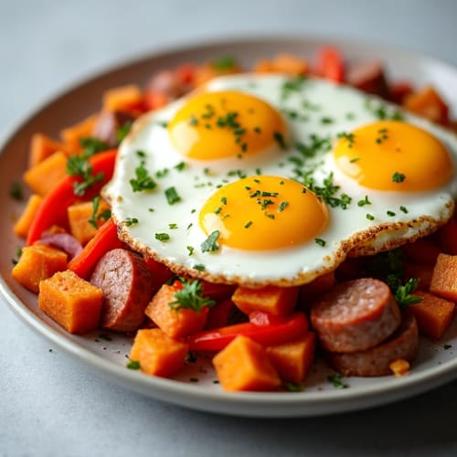 Protein-Packed Sweet Potato Hash with Eggs