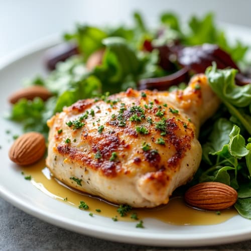 Herb-Roasted Chicken Thighs with Mixed Greens Salad