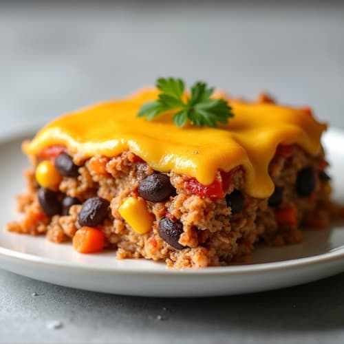 Cheesy Southwest Black Bean Turkey Casserole