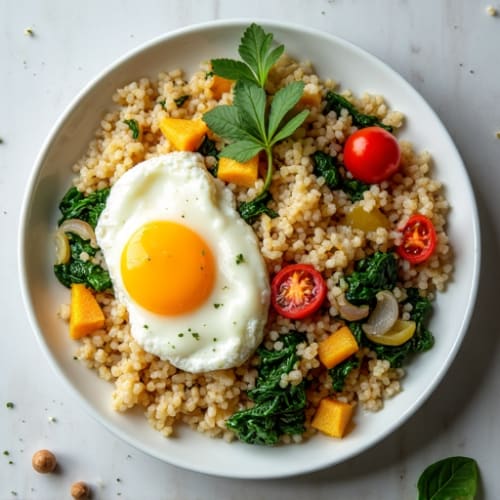 Egg and Rice Scramble with Spinach