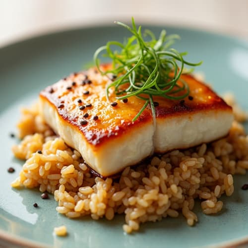 Sweet-Savory Miso Glazed Cod with Ginger Rice