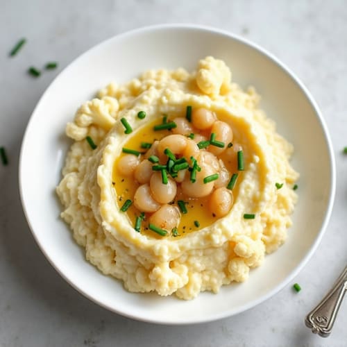 Creamy Cauliflower-Potato Mash with Roasted Garlic