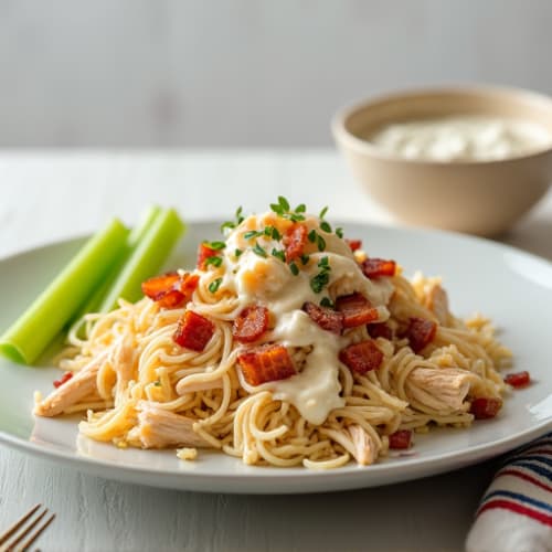 Creamy Ranch Shredded Chicken with Bacon
