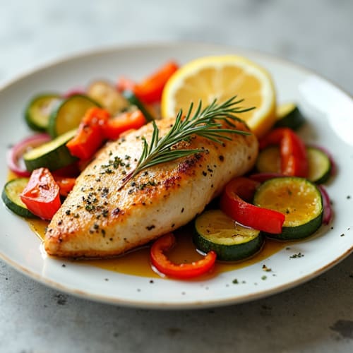 Herb-Roasted Chicken with Lemon Garlic Vegetables