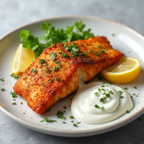 Crispy Blackened Catfish with Lemon-Herb Sauce