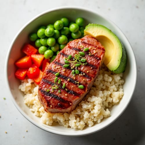 Sesame-Ginger Seared Tuna Cauliflower Rice Bowl