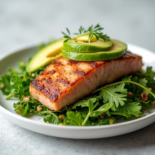 Seared Tuna Steak over Mixed Greens