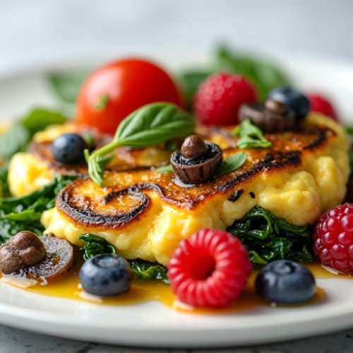Scrambled Egg Whites with Sautéed Greens and Fresh Berries
