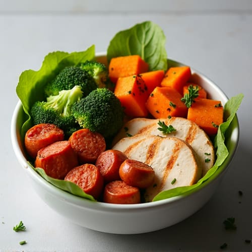 Turkey and Chicken Sausage Veggie Bowl