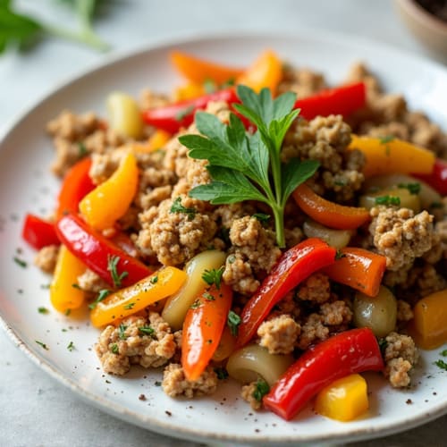 Herb-Seasoned Ground Chicken Skillet with Sweet Peppers
