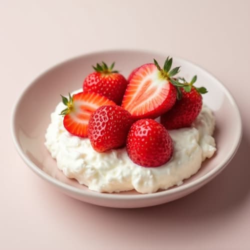 Cottage Cheese with Sliced Strawberries