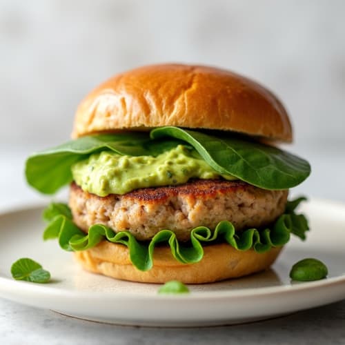 Lean Turkey Spinach Burger with Avocado Spread