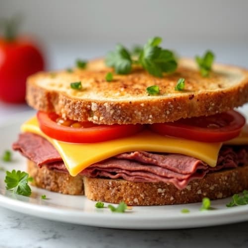Lean Roast Beef and Sharp Cheddar Open-Face Melt