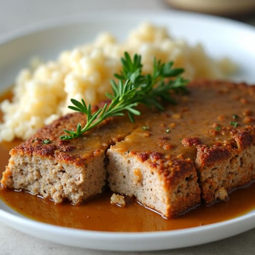 Herb-Crusted Turkey Meatloaf with Mushroom Gravy