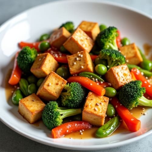 Crispy Sesame-Glazed Tofu Vegetable Stir-Fry